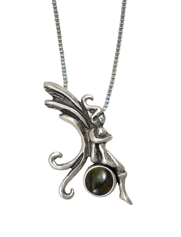 Sterling Silver Fairy Pendant With Spectrolite